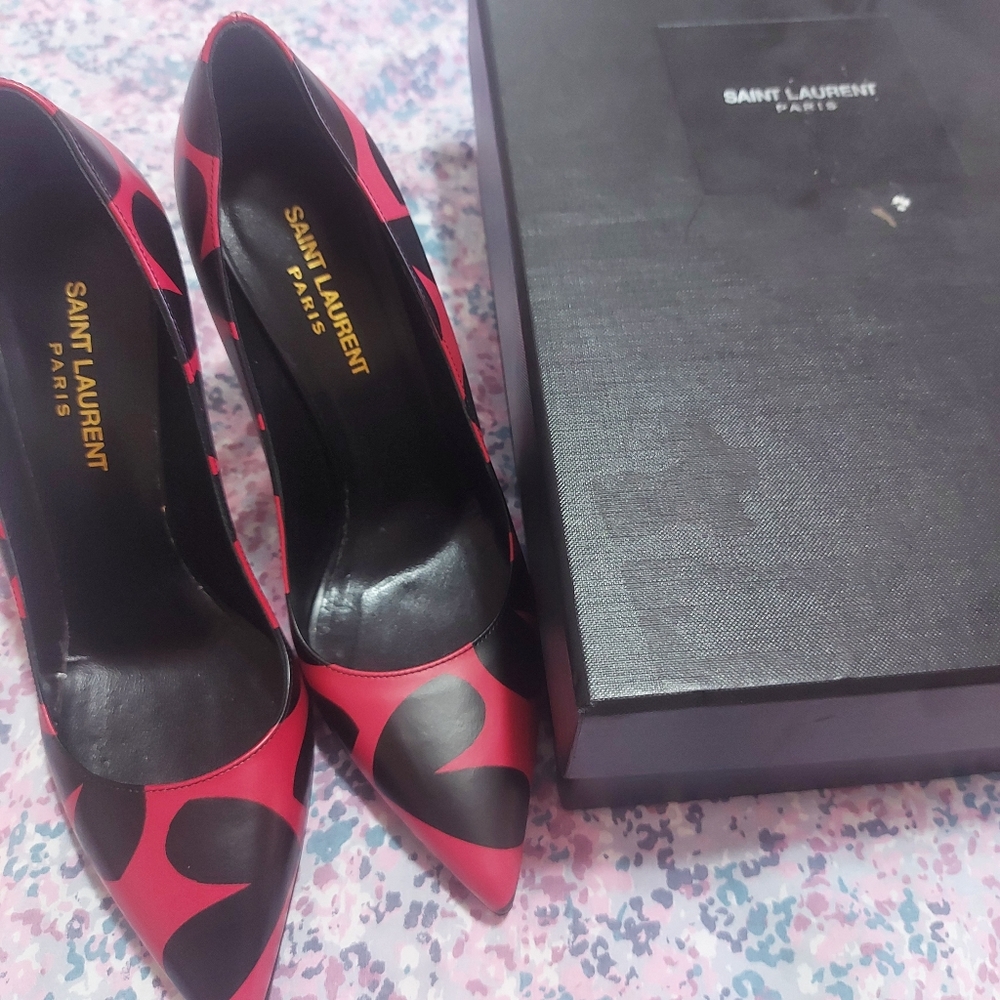 New YSL Heels women size 7.5 color Black And Red beautiful colors Feel Free - Picture 2 of 9